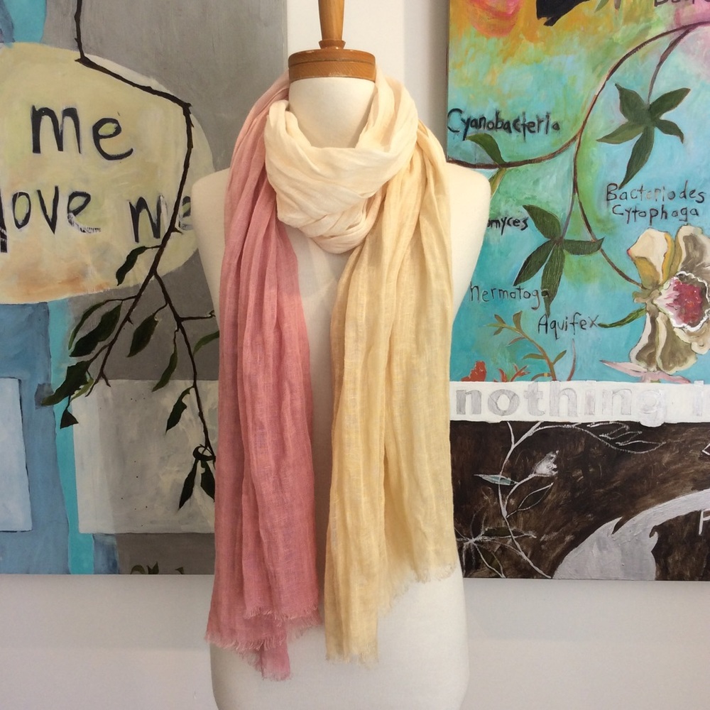 Aritzia Auxillary Dip Dye Scarf Pink and Yellow